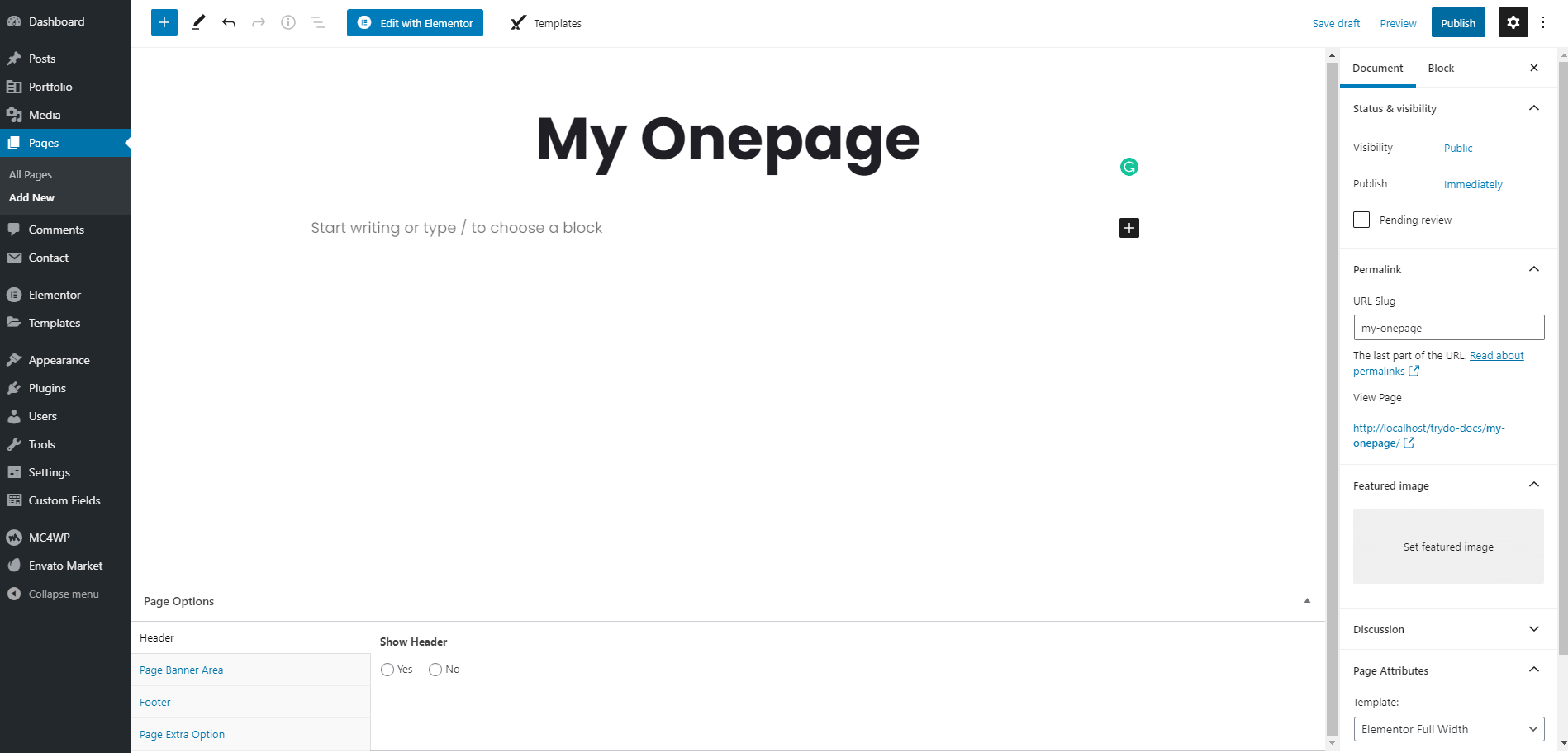 Create a page