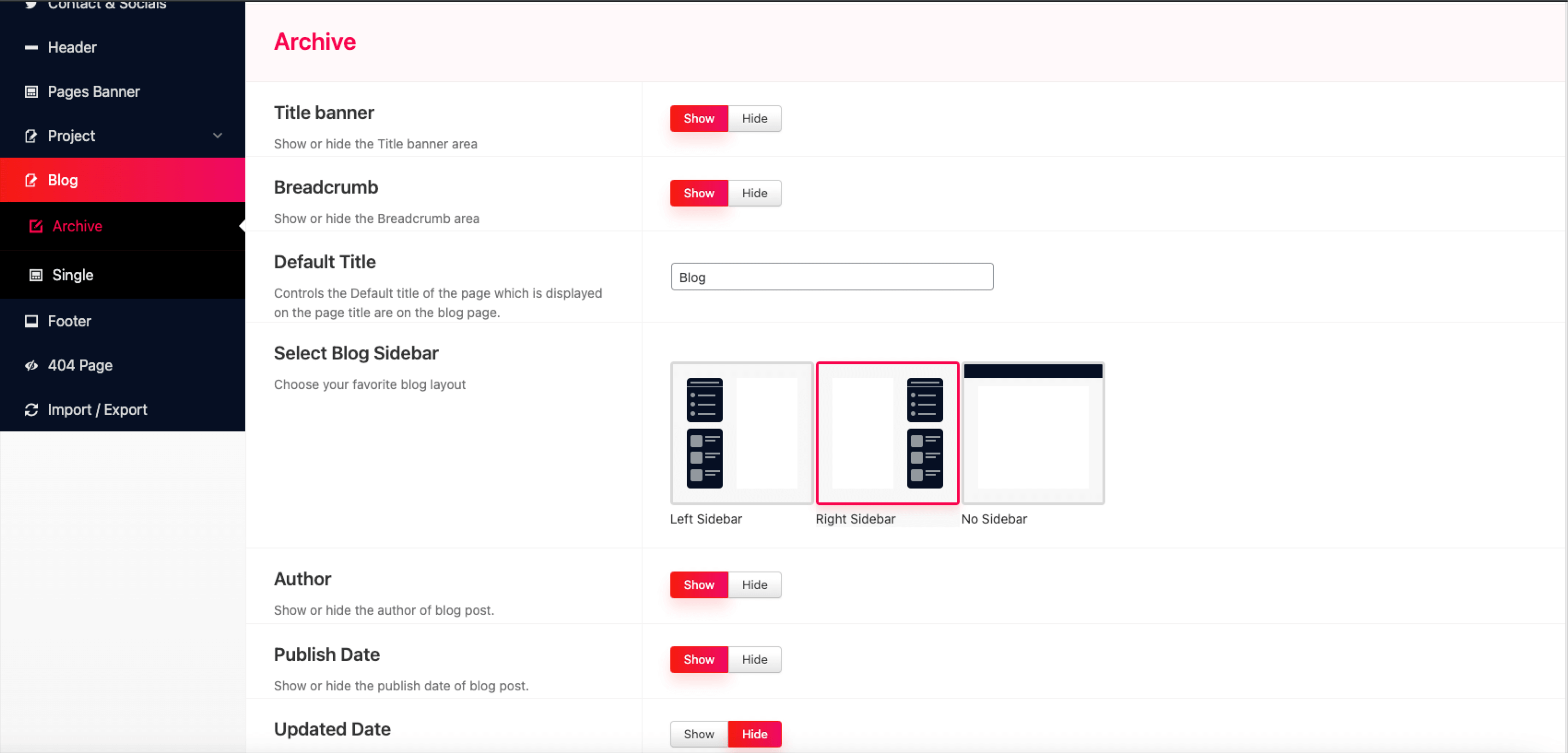 Change Blog Archive Setting