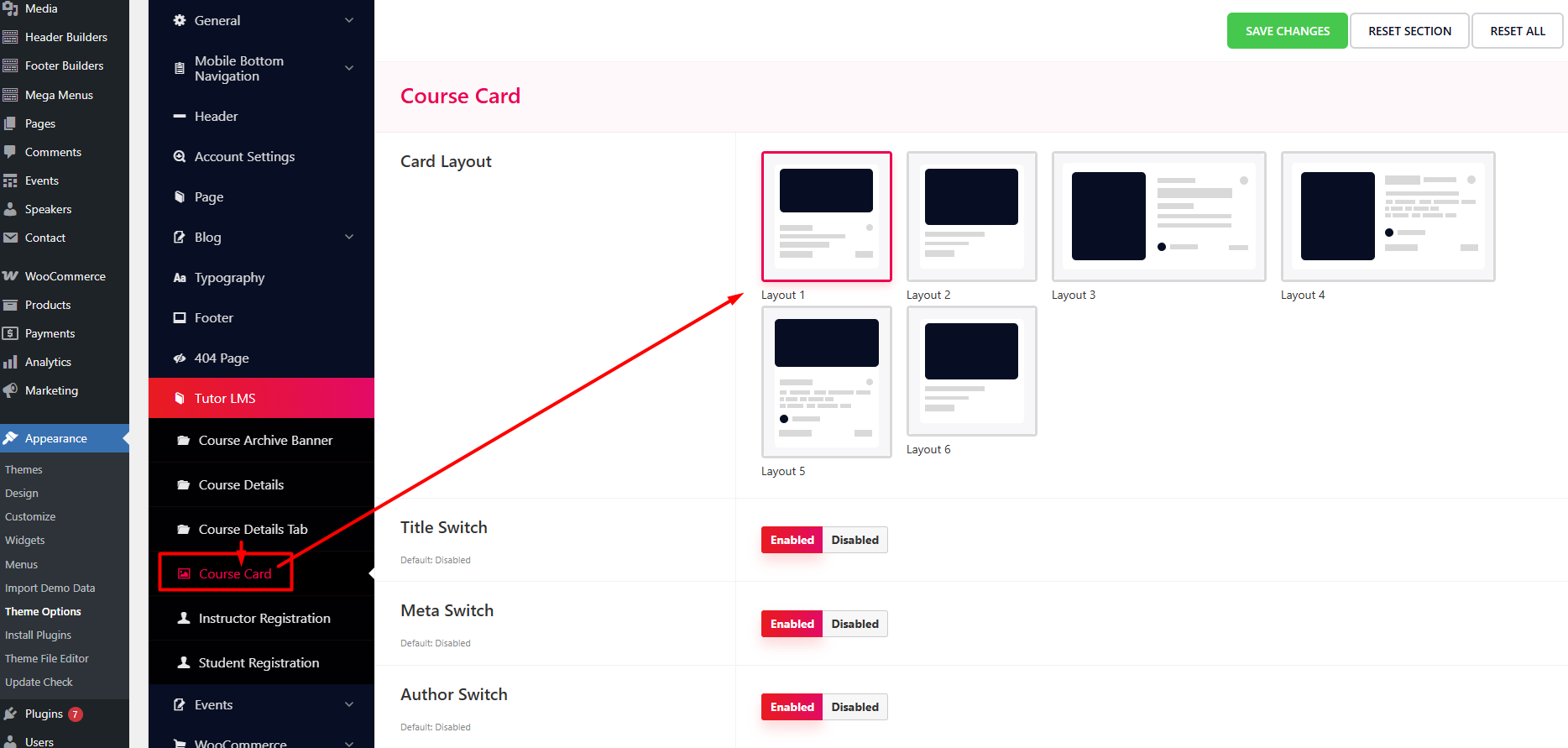 Change Course Page Setting
