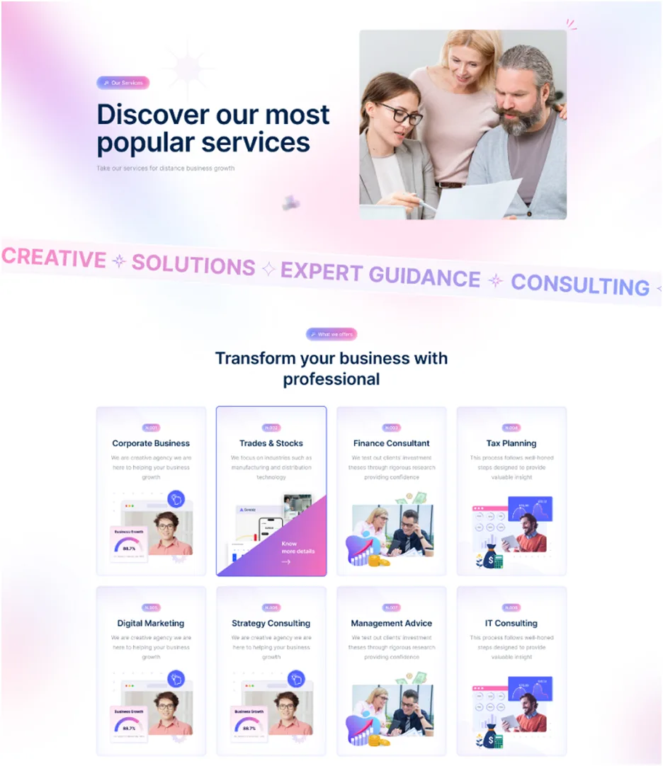 Corebiz services details page preview