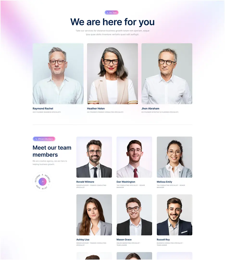 Corebiz team modern page preview