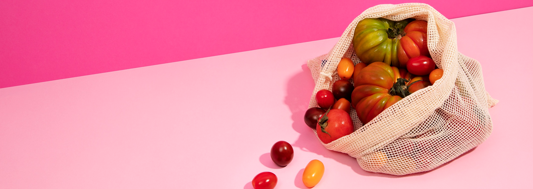Fresh vegetables in mesh bag
