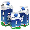 Grocero milk cartons with blue caps
