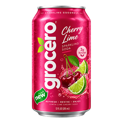 Grocero cherry lime sparkling soda can