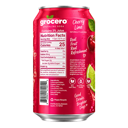 Grocero cherry lime sparkling soda nutrition label