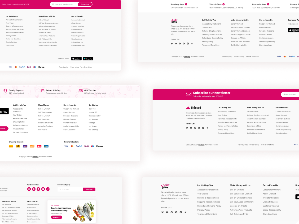 Premade footer layouts