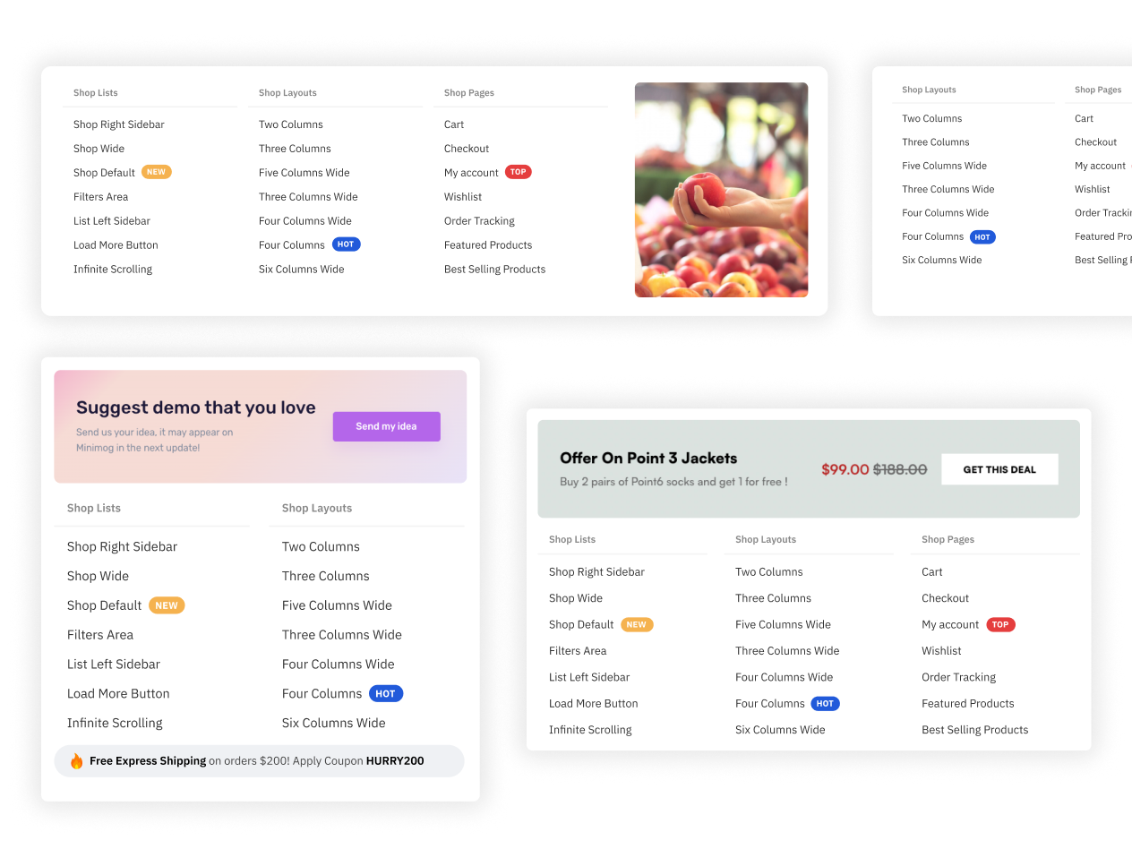 Integrated mega menu layouts