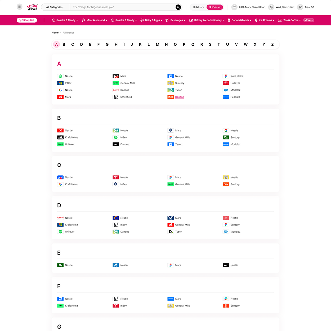 All Brands page preview