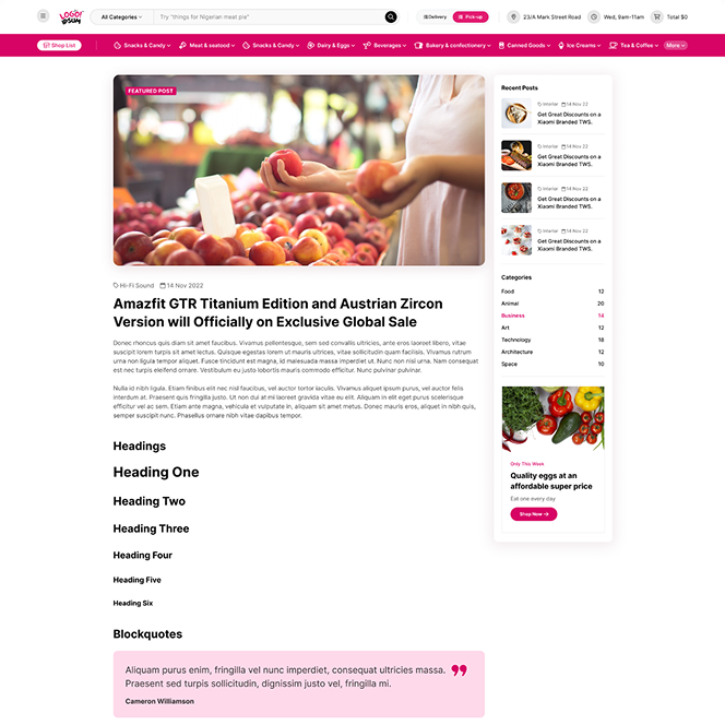 Blog Details page preview