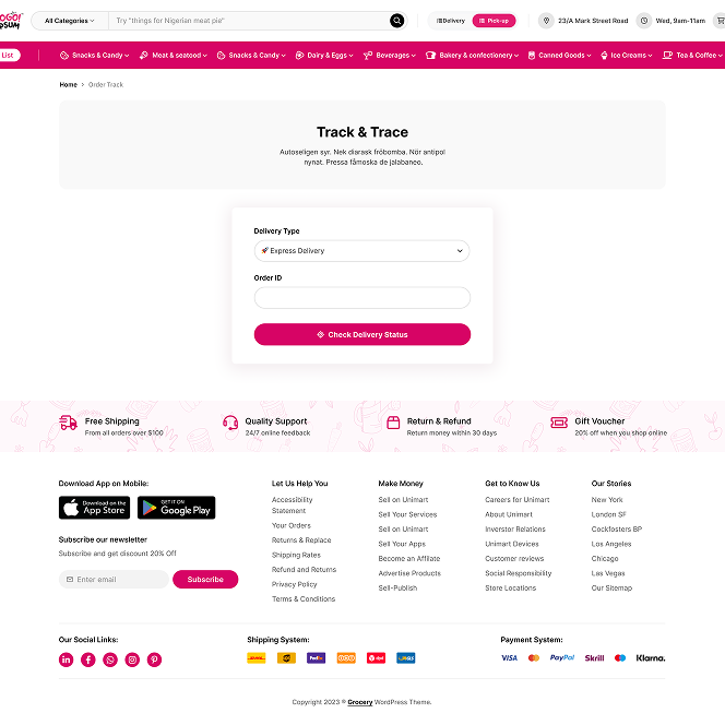 Order Tracking 1 page preview