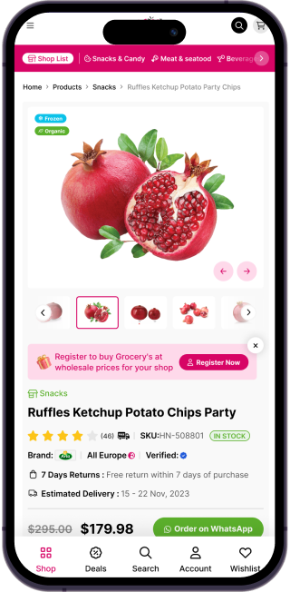 Mobile grocery product page
