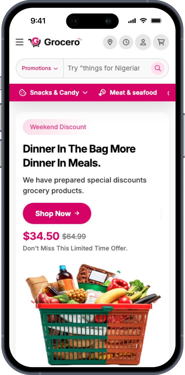 Grocero mobile shop page