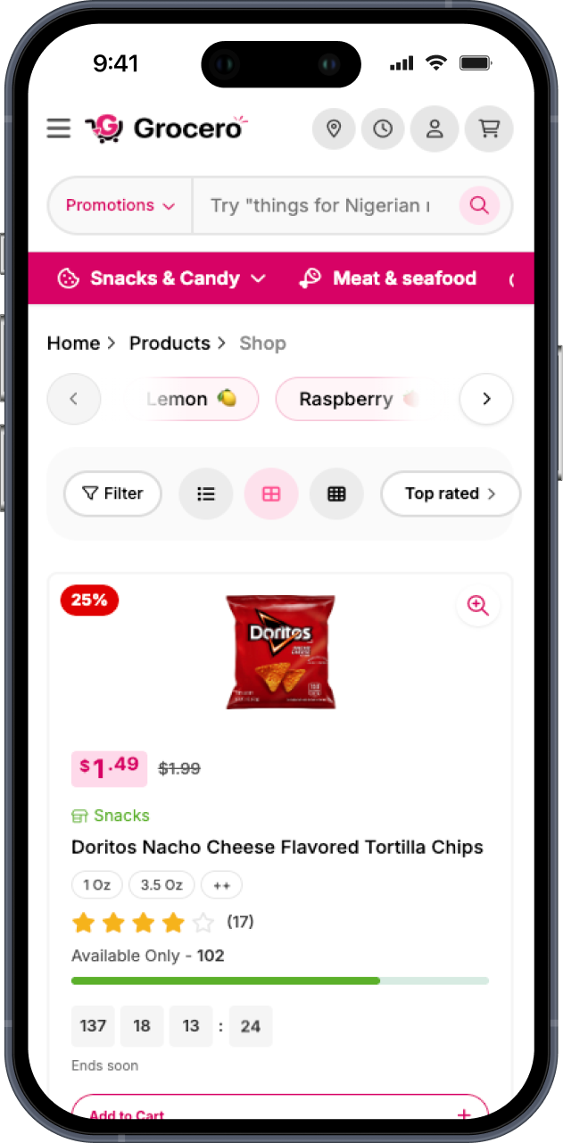 Grocero mobile filter sidebar