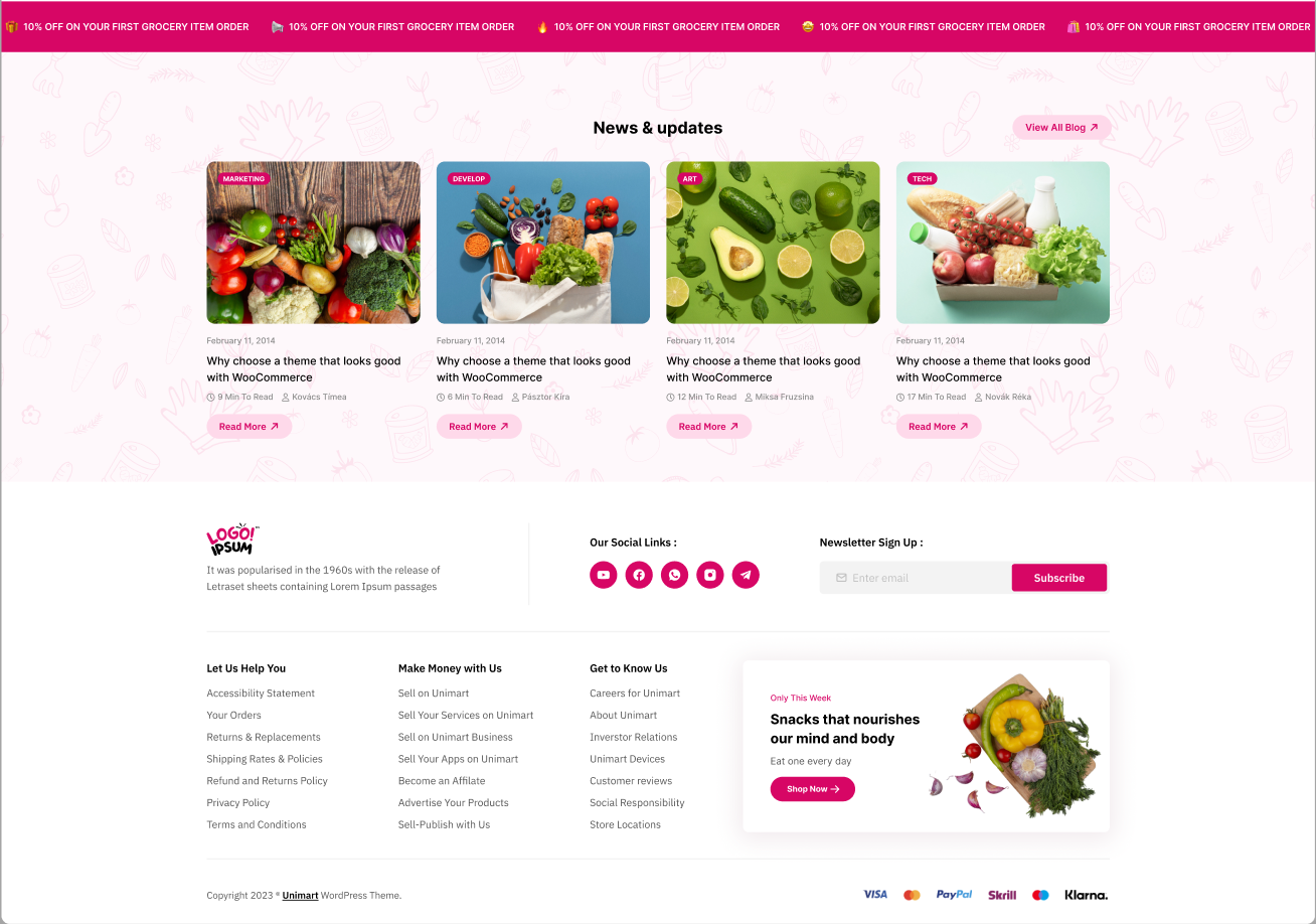 Homepage hero section preview