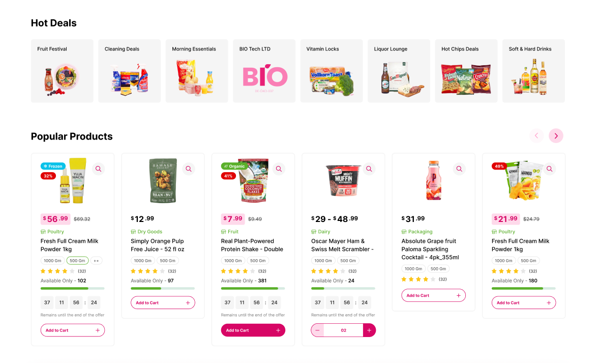 Popular products section preview