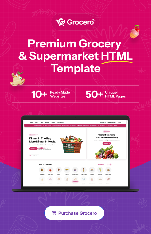 Grocero – Grocery & Organic Food eCommerce HTML Template | grocero - 1